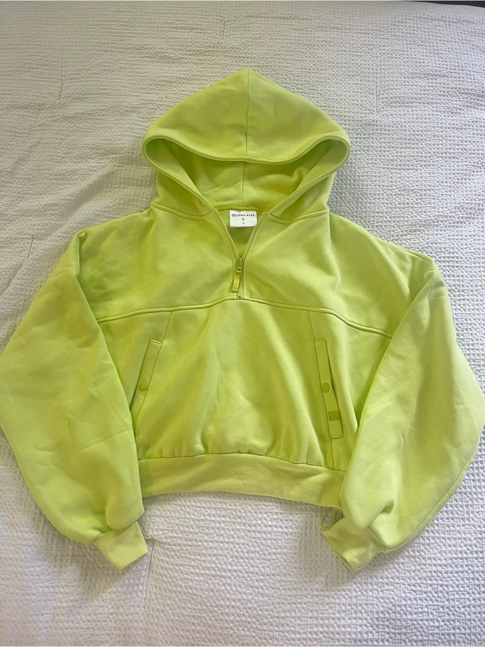 Blogilates lime green half quarter zip marshmallow fleece hoodie sweatshirt